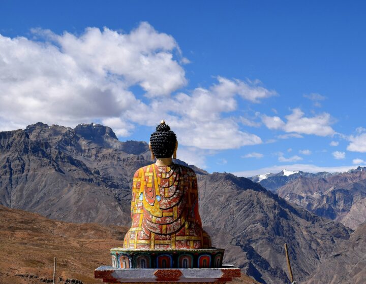 Majestic Buddha statue overlooking the Spiti Valley