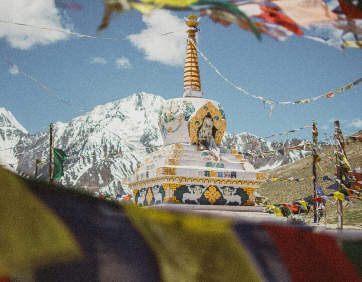 Popular tourist spot in Spiti Valley surrounded by rugged terrain